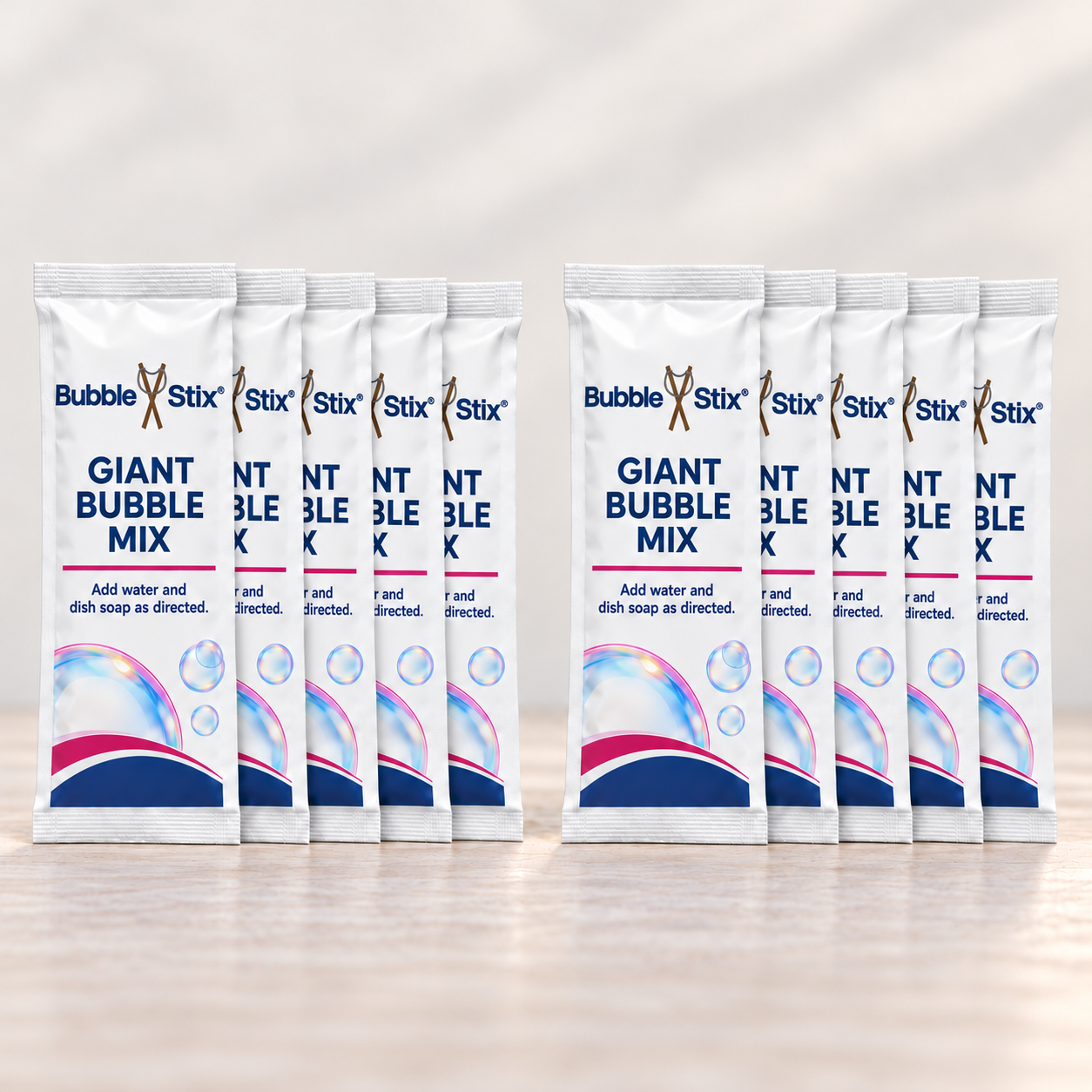 10 sealed BubbleStix mix pouches