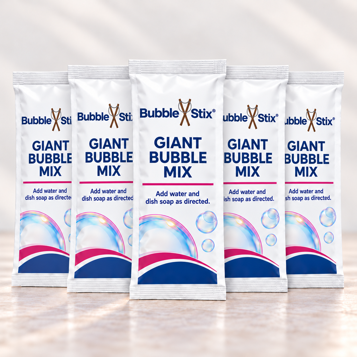5 sealed BubbleStix mix pouches