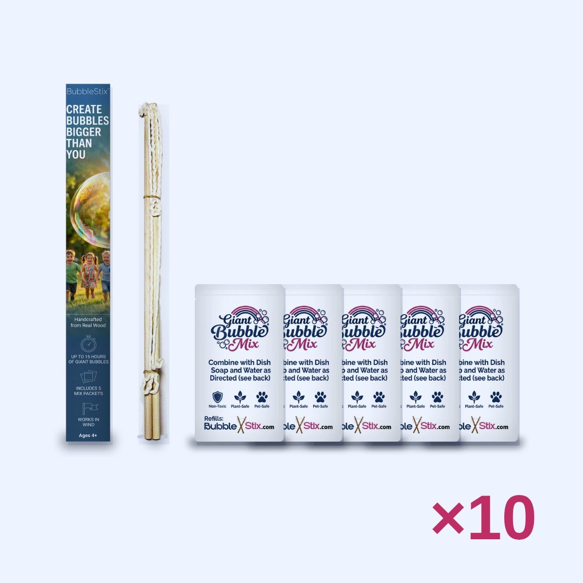 BubbleStix Camp Pack with ten complete sets and fifty formula packets